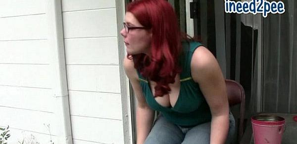 Redhead Tori Bell wetting her jeans female desperation